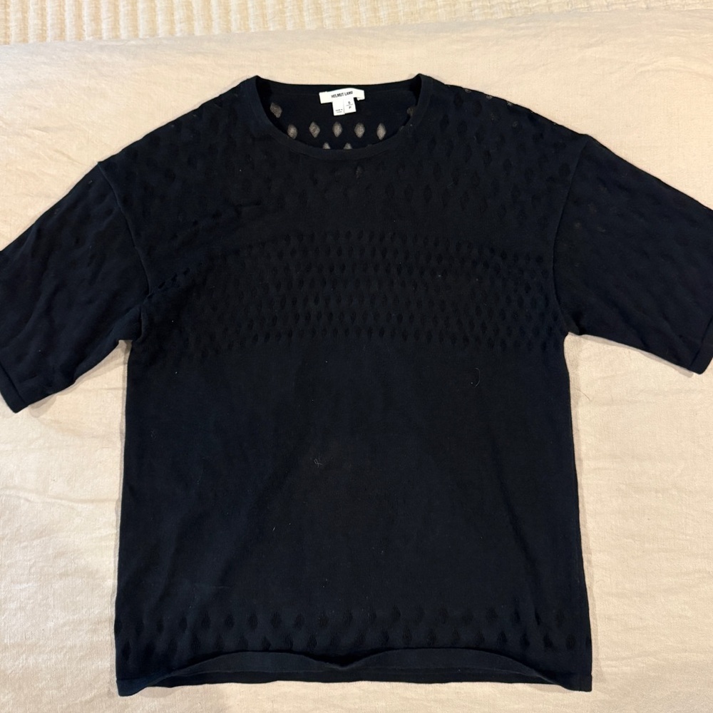 Helmut Lang Black Open Knit Top